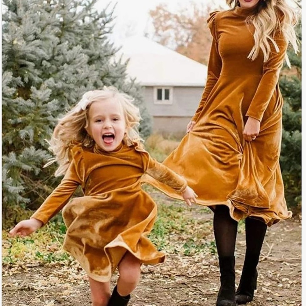 Velvet adult golden dress